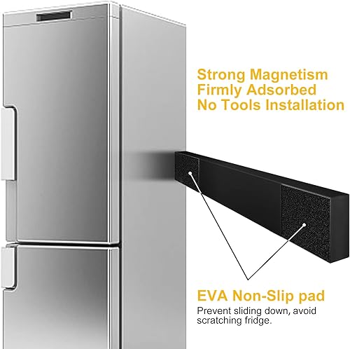 Miniatura 4 de Tira magnética negra para cuchillos para refrigerador, soporte magnético de acero inoxidable de doble cara de 17 pulgadas con ganchos para