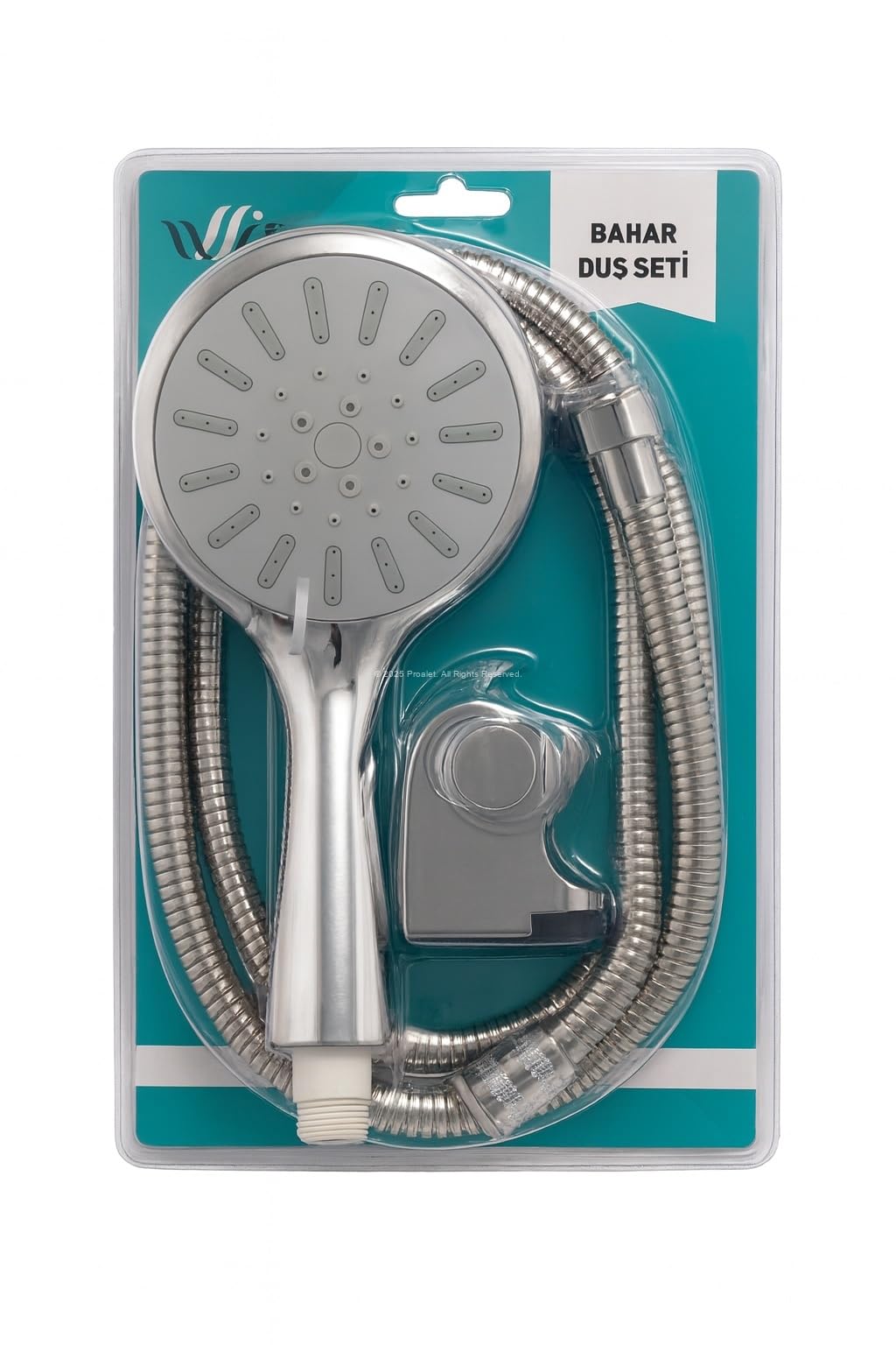 Proalet Bahar Duş Seti, 3 Fonksiyonlu Akış, 150 cm Krom Spiral Hortum, Kirece, Bükülmeye ve Yüksek Basınca Dayanıklı, Kolay Montaj, Duş Takımı