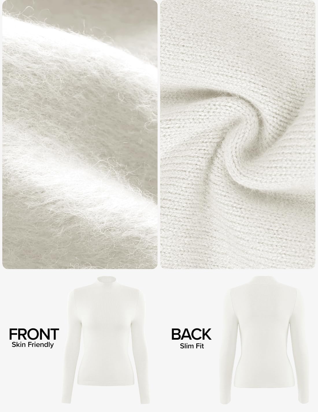 ZESICA Women's Fleece Sherpa Lined Sweater 2026 Winter Thermal Shirts Long Sleeve Mock Neck Slim Fitted Pullover Tops - Image 5