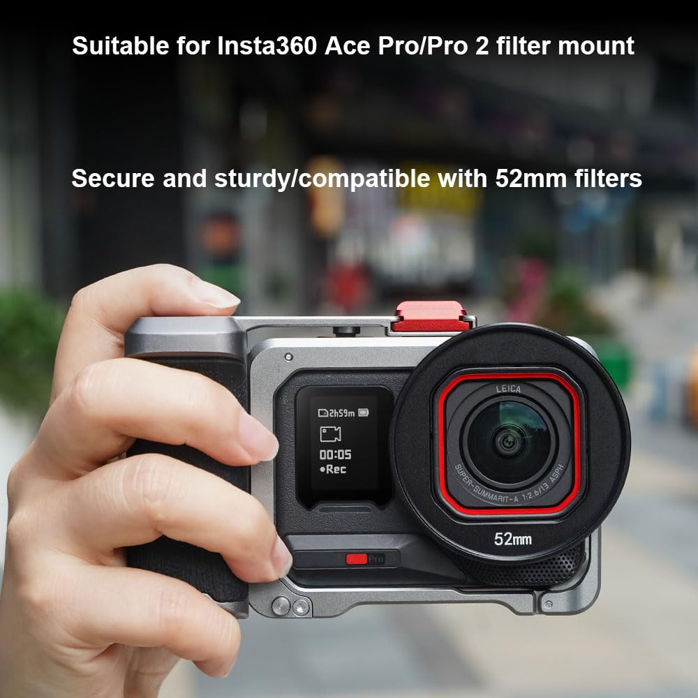 Soporte de filtro para Insta360 Ace Pro 2, soporte de filtro de metal, marco protector, soporte para filtros de lente de cámara, soporte para accesorios Insta 360 Ace Pro/Pro 2 (52 mm)
