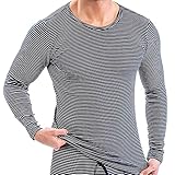 HERMKO 3664005 Herren Langarm Thermo-Shirt, Größe:D 4 = EU S, Farbe:Marine Ringel