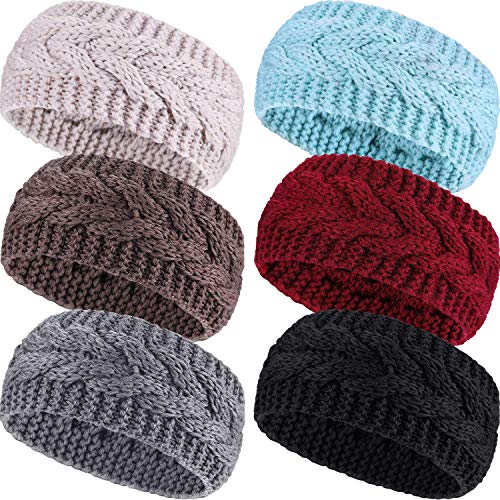Pangda 6 Pieces Women's Winter Headbands Cable Knitted Headbands Knit Earmuffs Chunky Ear Warmers For Women Girls Wear And Sport (Multi-Color) #TOP11