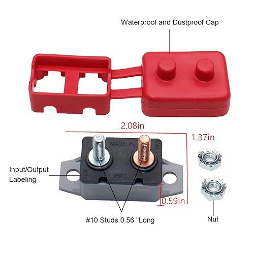 Miniatura 2 de 2 disyuntores de reinicio automático de 12 V - 24 V CC, disyuntores de reinicio automático de 30 amperios con perno de cubierta para Bolt Automotive