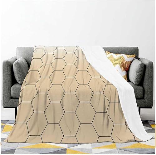 Miniatura 2 de Printed Blanket Cream Coloured Geometric Checked Manta para Sofa Party Decor 30inch X 40inch