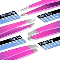 Vista 2 de TsMADDTs - Juego de 6 pinzas para cejas, pinzas de precisión para cejas con tijeras curvadas para cabello encarnado, herramientas de belleza diarias