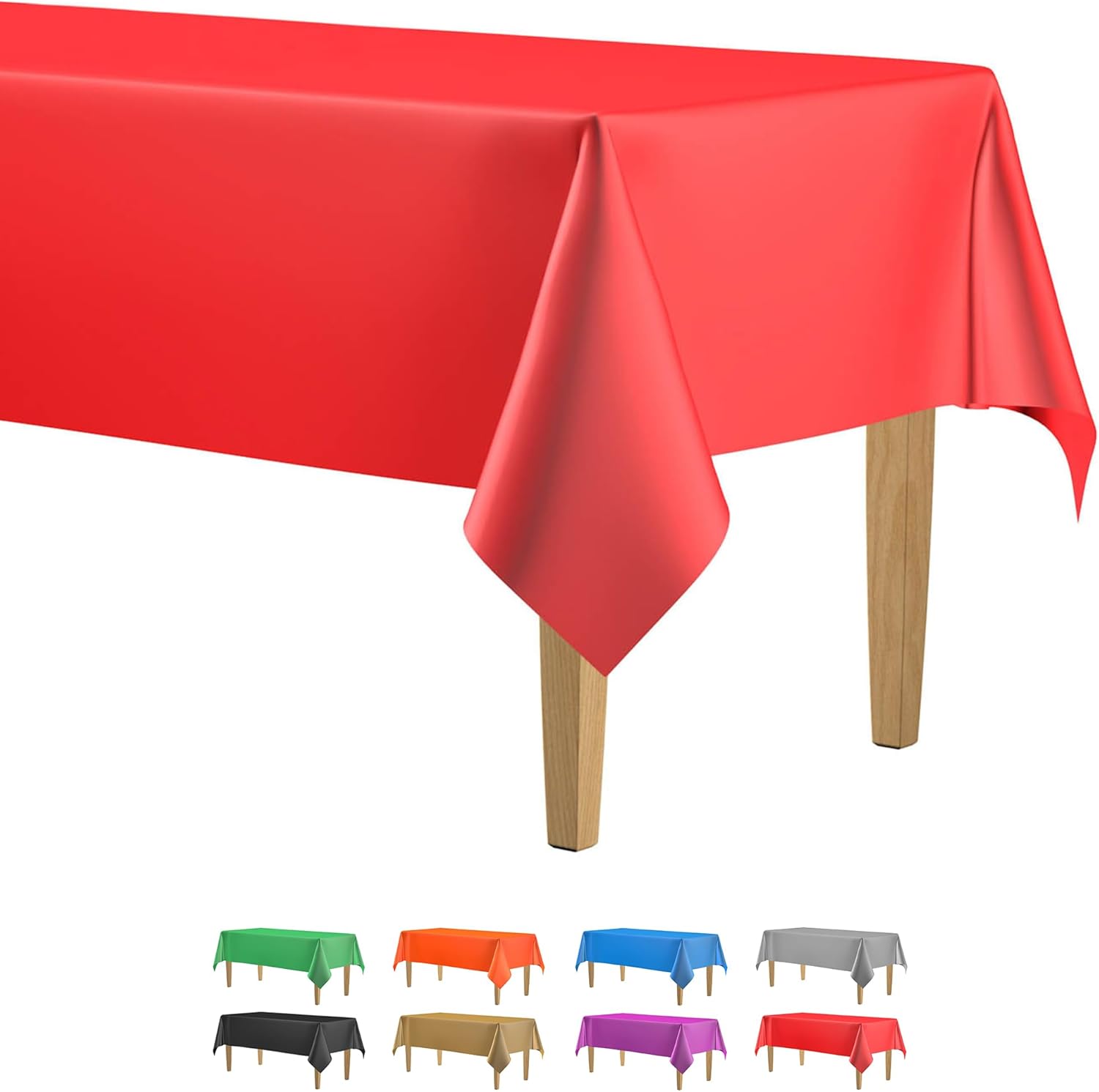 5 Pack Premium Red Plastic Tablecloth 108 x 54 in