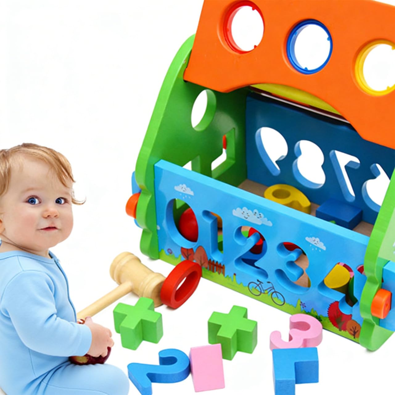 Toddmomy Casa de Juguete para Desmontar de Madera Números y Formas, Juego Educativo Infantil para Desarrollo Cognitivo y Flexibilidad Manual en Interacción Familiar