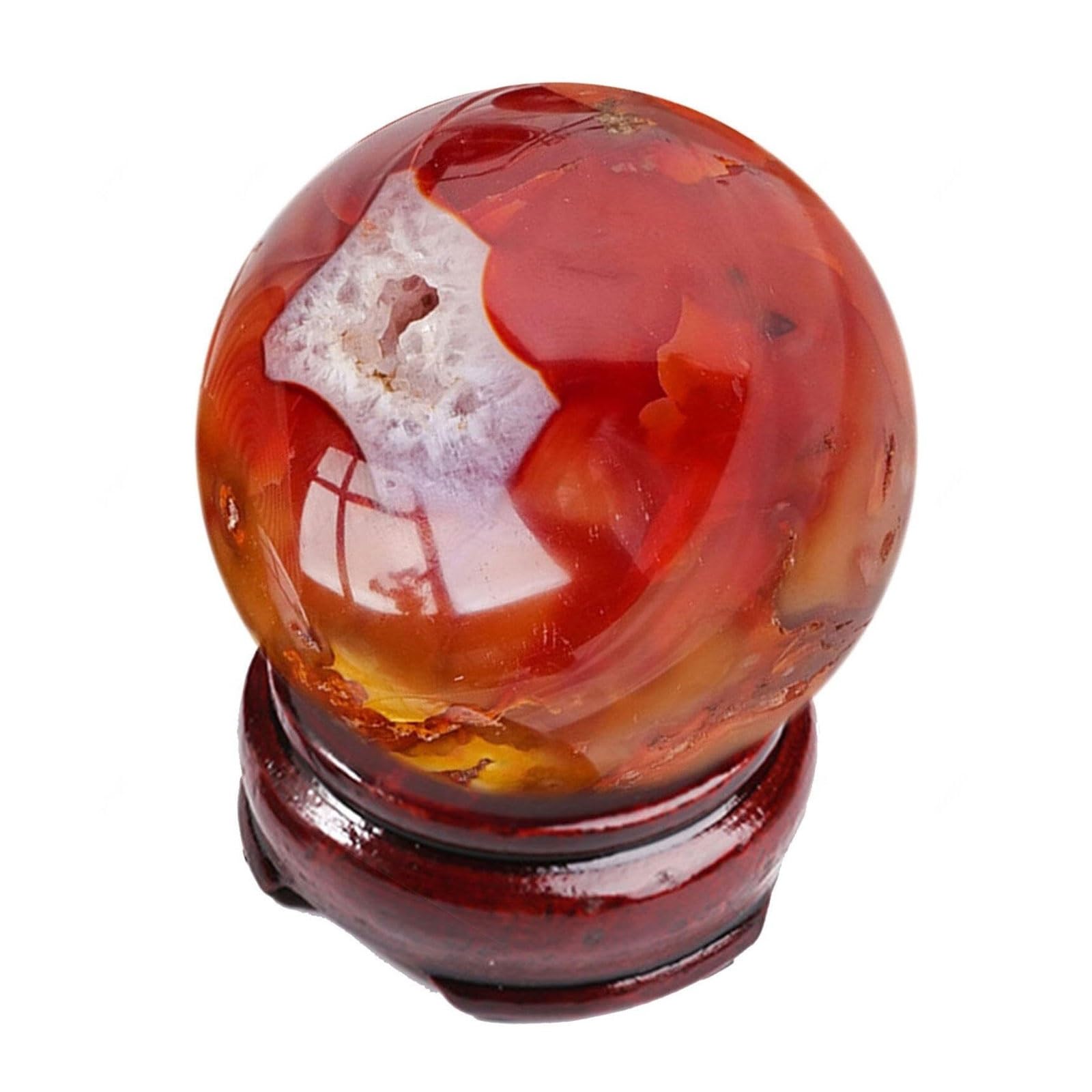 NTIYOU Natural Red Carnelian Agate Ball with Stand, Healing Quartz Crystal Sphere Ball for Fengshui Meditation Energy Reiki Home Decor(6mm)