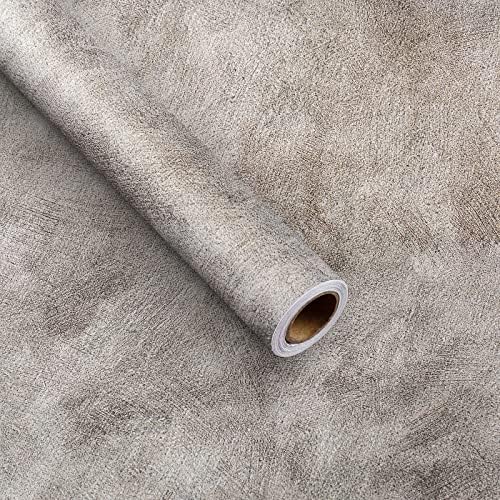 Bumoo Concrete Wallpaper Peel Stick Grey Brown Contact Paper Cement Textured 24"×393" Waterproof Self Adhesive Removable Thick Wide Gray Brick Vinyl Wrap 3D Decor for Bedroom Garage Kitchen Countertop
