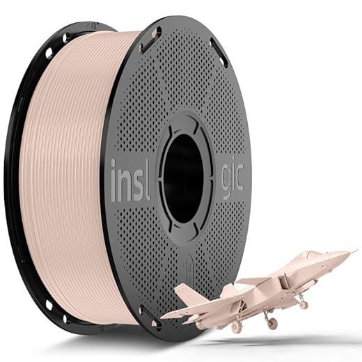 Inslogic Pre-Dried PLA Pro 3D Printer Filament, Strong & Tough PLA Pro Filament 1.75mm ±0.02mm, Reusable Spool, Compatible with Bambu and More FDM Printers, 1kg (Beige)