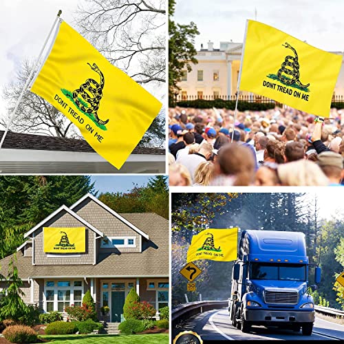 Reidferr Dont Tread On Me Flag 2X3 Outdoor Double Sided Gadsden Flags Heavy Duty 3Ply Vibrant Colors Tea Party Rattle Snake Flags With 2 Brass Grommets #TOP6