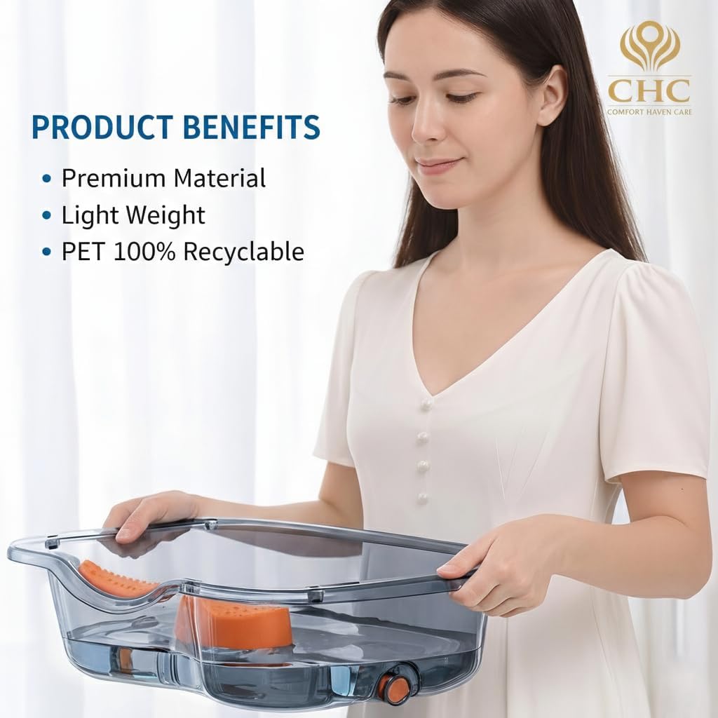 Hair Washing Basin – Premium Portable Shampoo Bowl with Waterproof Mat & Towel Hanger for Elderly, Pregnant Women, Injured, Bedridden or Post-Surgery Patients, Gentle Bedside Hair Care (USA Edition)