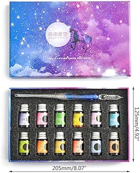 Amazon | 星空ガラスペン インクセット 12色インク ペン1本 ギフト