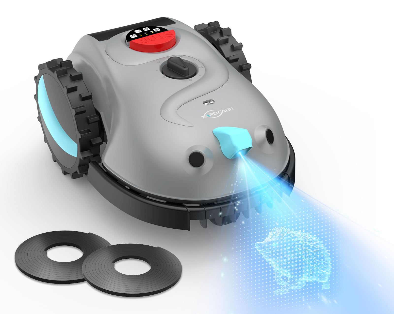 YARDCARE V100 Mähroboter ohne Begrenzungskabel, mit KI-Vision Navigation, Kein RTK, Kein Signalabbruch, 150 Hinderniserkennung, mit Magnetstreifen, Ersatzklingen, Empf. für kleine Gärten bis zu 150㎡
