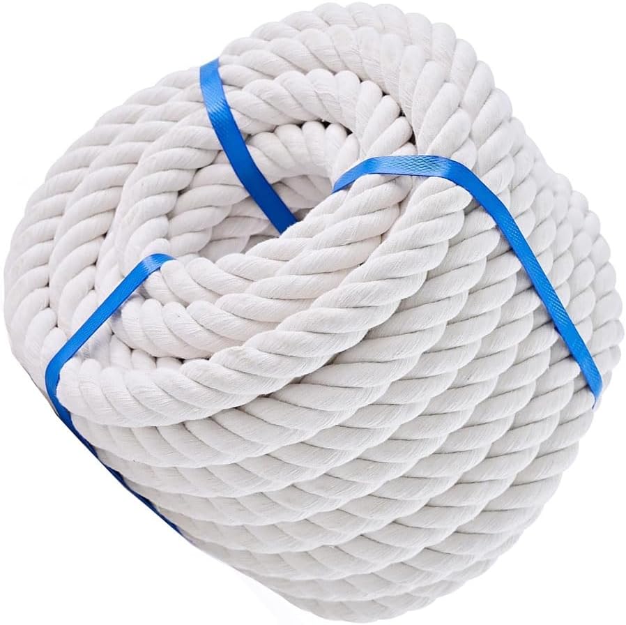 1-25mm Natural Twisted Cotton Rope for Outdoor Sports, Wedding, Home Decoration, Swing, Hanging, Landscaping, Tug of War, Dock, DIY Projects, Nautical, Camping(8mm,20m)