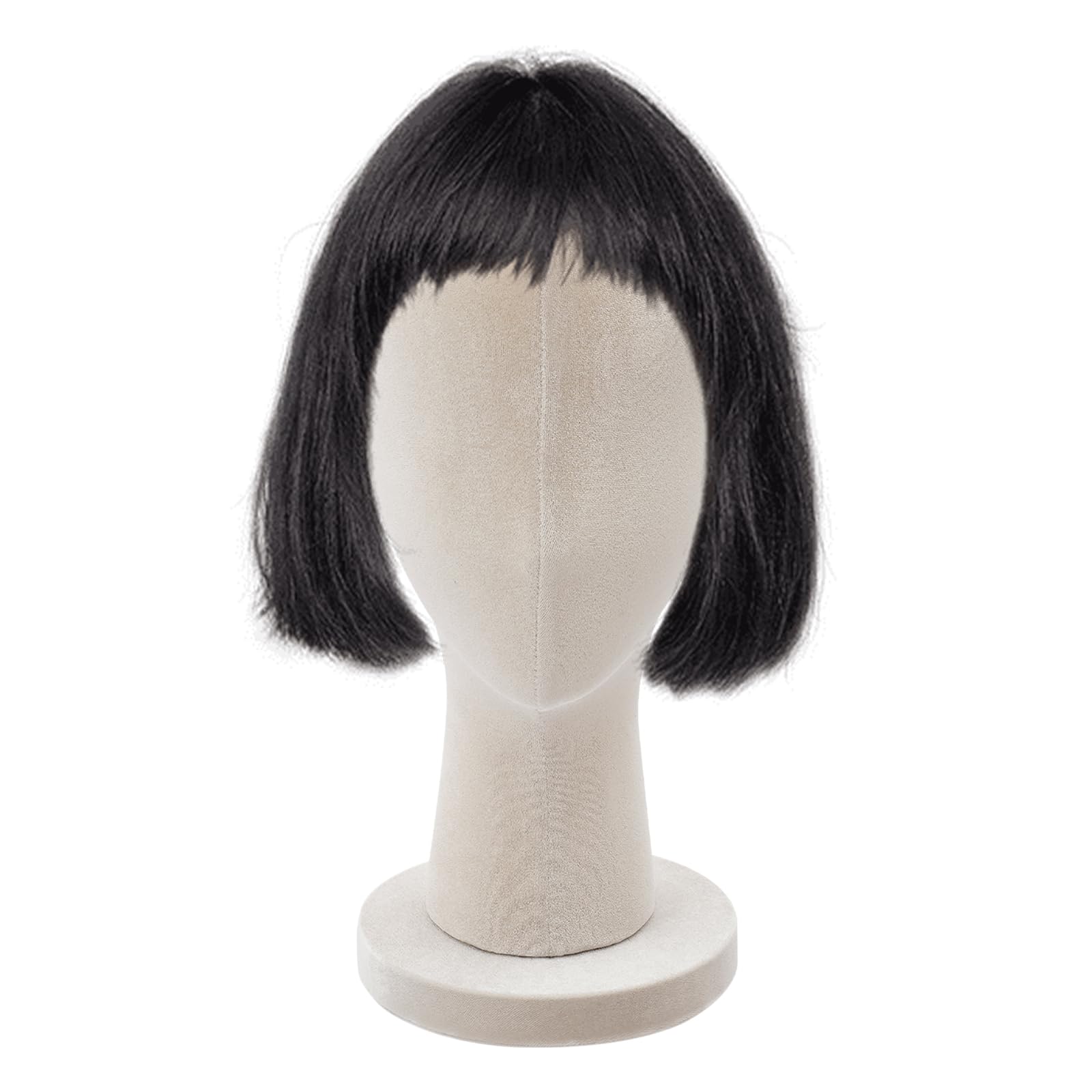 MingMaoo Female Mannequin Head for Hats and Wigs, Velvet Surface with Durable Design, Stable Round Base and Smooth Edges, Ideal for Displays and Photo Shoots