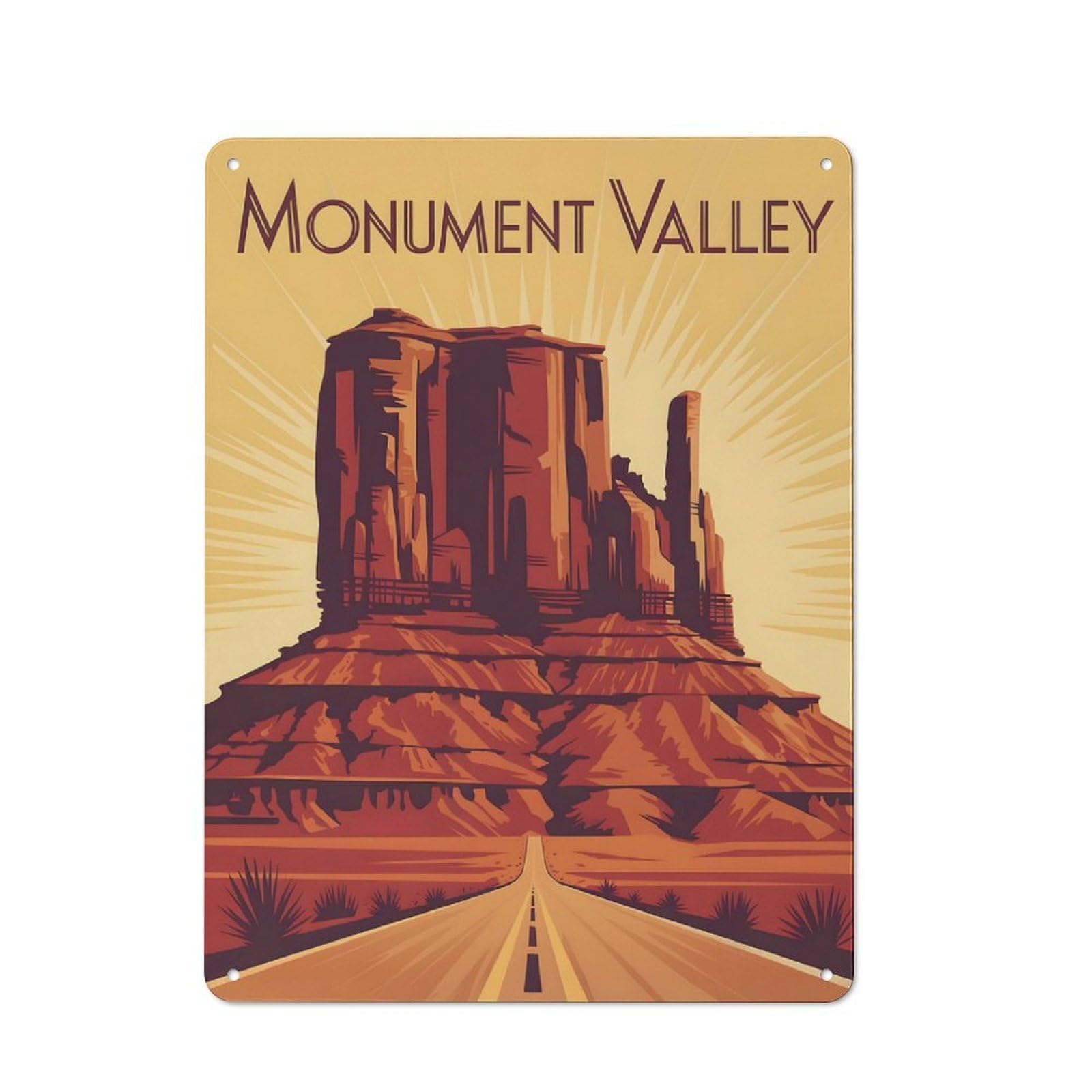 Junmoney Style-15 Monument Valley Travel (2) Retro Metal Wall Decor 40X30cm, Vintage Metal Sign For Cafe, Pub, Workshop Or Home Bar