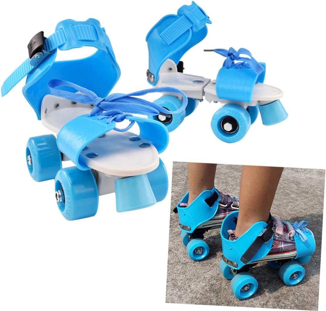 Adjustable Double Row Four Wheels Skate Shoes Ankle Strap and Lace Design Protective Roller Skates for Boys and