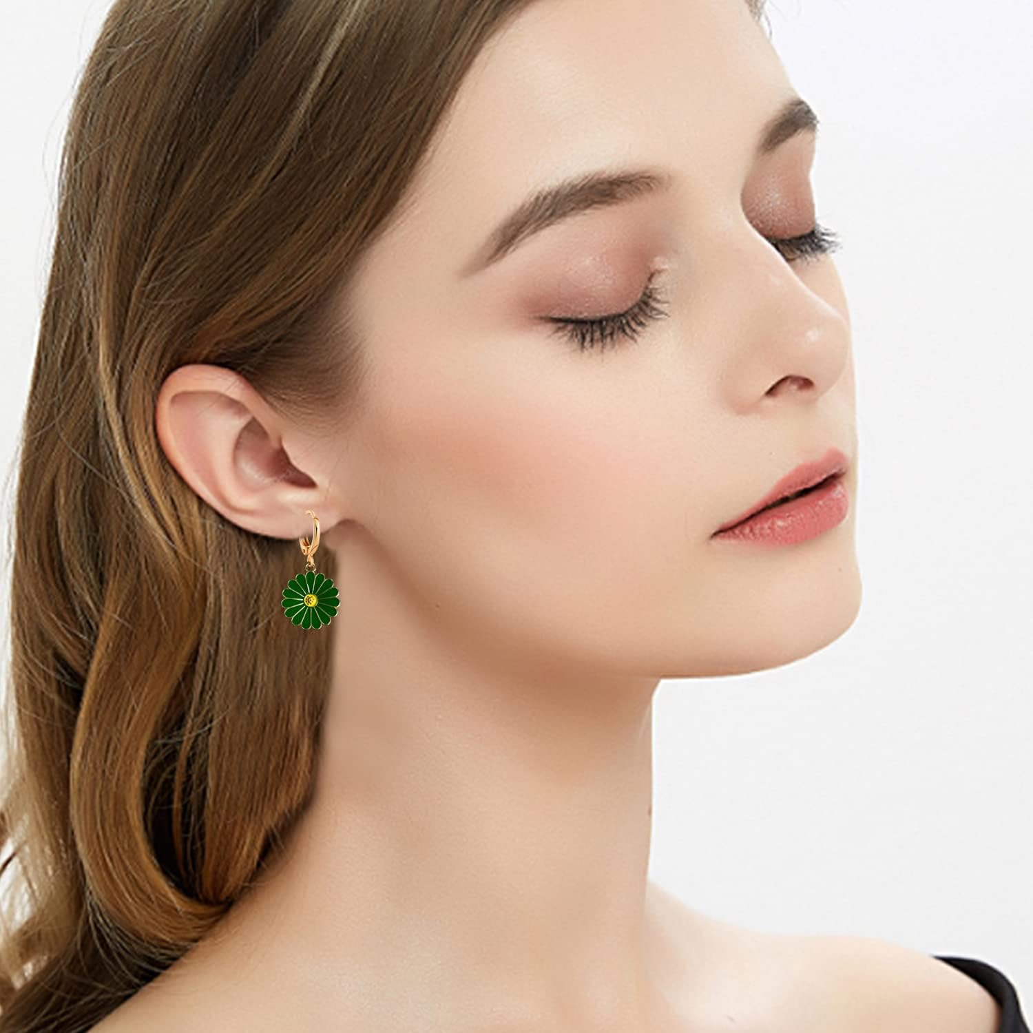 8 Pairs Huggie Hoop Earrings Small Gold Plated Cubic Zirconia Daisy Huggie Hoop Earrings for Women - Image 3