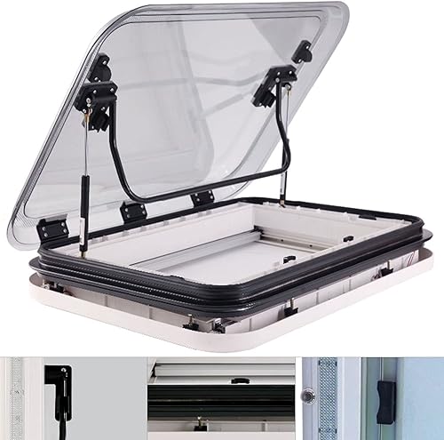 Miniatura 9 de Nozue Ventana de techo para caravana, caravana, tragaluz, ventana con luz LED de 19.685 x 19.685in para caravana, remolque, autocaravana, cámper,