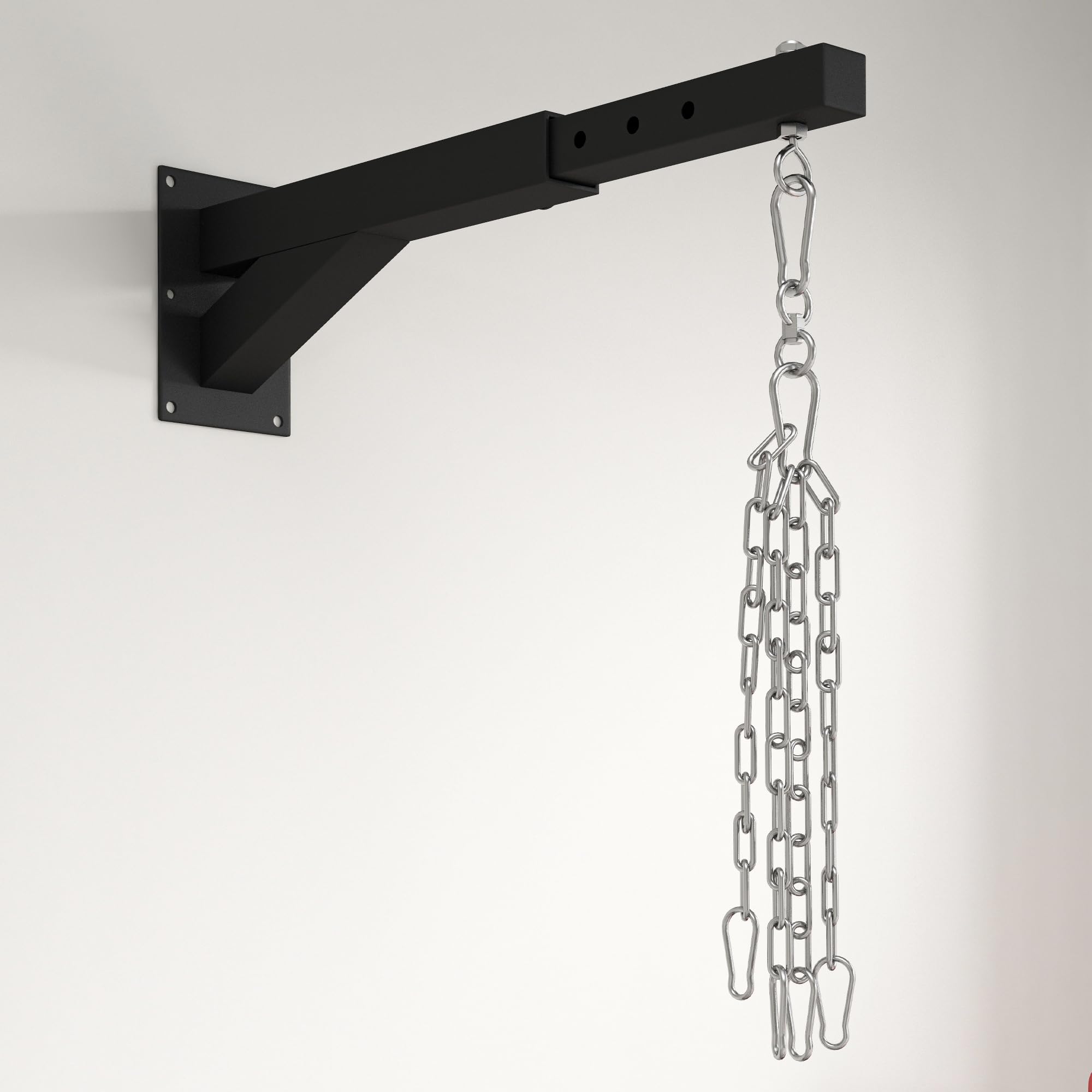 SPORTNOW Soporte Saco Boxeo de Pared, Distancia Ajustable 45-65 cm, Gancho Giratorio 360°, Cadenas, Carga 60 kg, Negro