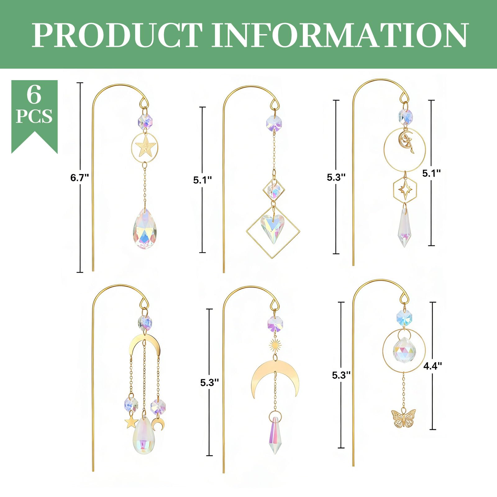 Crystal Suncatcher, 6 Piezas Atrapanuevos de Cristal y Atrapasoles de Cristal, Decoración de Ventana Colgante con Prisma Capturador de Luz para Jardín y Ventana