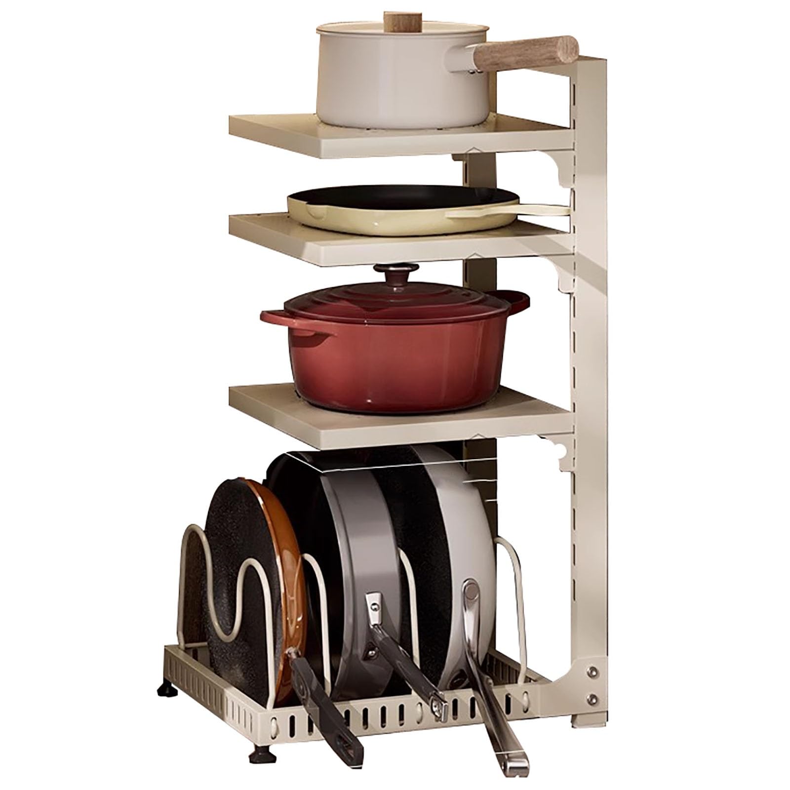 LVSEWOA Adjustable Under Sink Storage Rack - 3-Tier Kitchen Shelf for Pots and Dishes - Space-Saving Solution