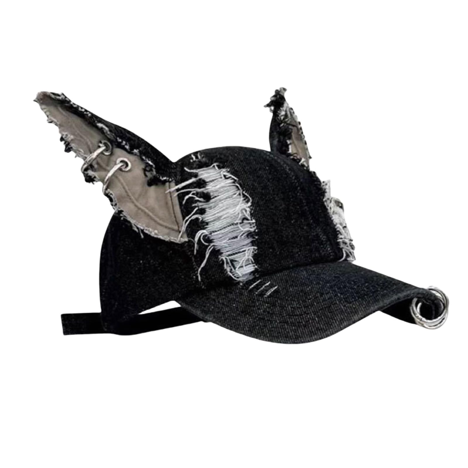 Elnwnnkc 2000s Distressed Truckers Hat Adjustable Baseball Hat with 3d Dog Ear Design Ripped Detail Women Outdoor Activity Headwear Hiphop