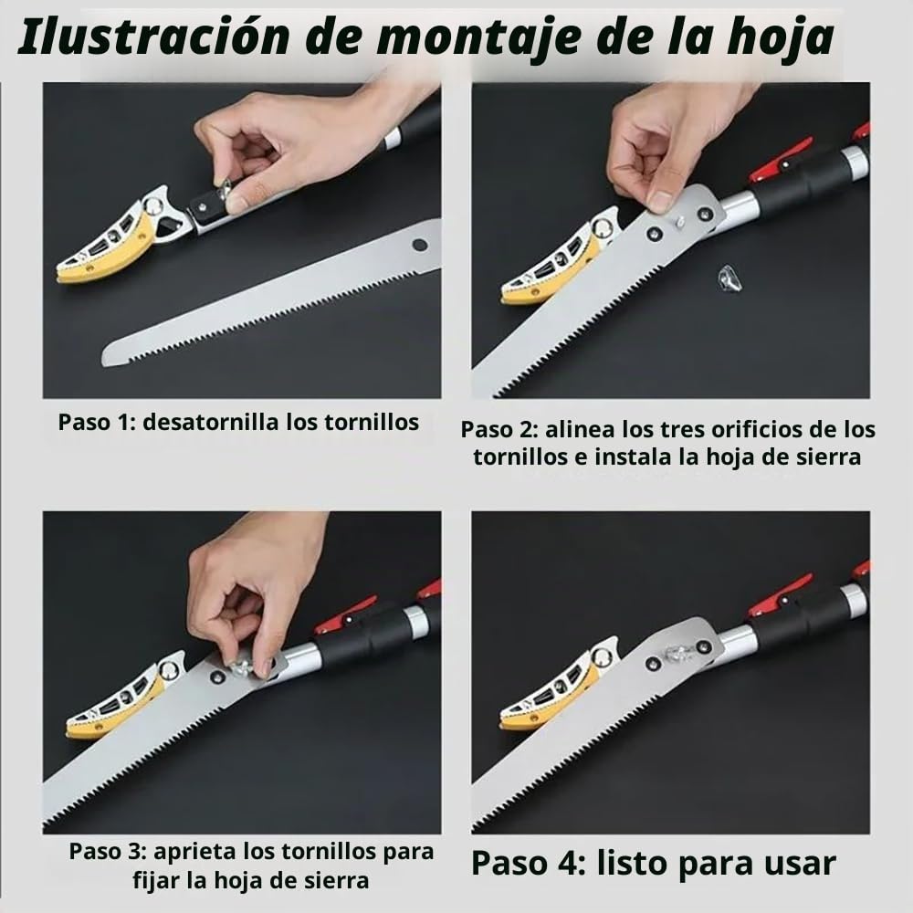 Podadora De Altura,Tijeras De Podar Telescópicas,Podadora Telescopica,Recogida De Fruta,Longitud Regulable De 1.2 a 2.2m,Diámetro Máximo De Corte 2 Cm,Para La Poda En Altura y La Recogida De Fruta