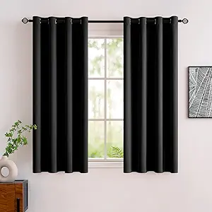 MIULEE Room Darkening Curtains Thermal Insulated Black Out Drapes Solid Window Treatment Grommet Light Blocking Blackout Curtain for Living Room Bedroom 2 Panels Set 52 x 54 inch Length Black