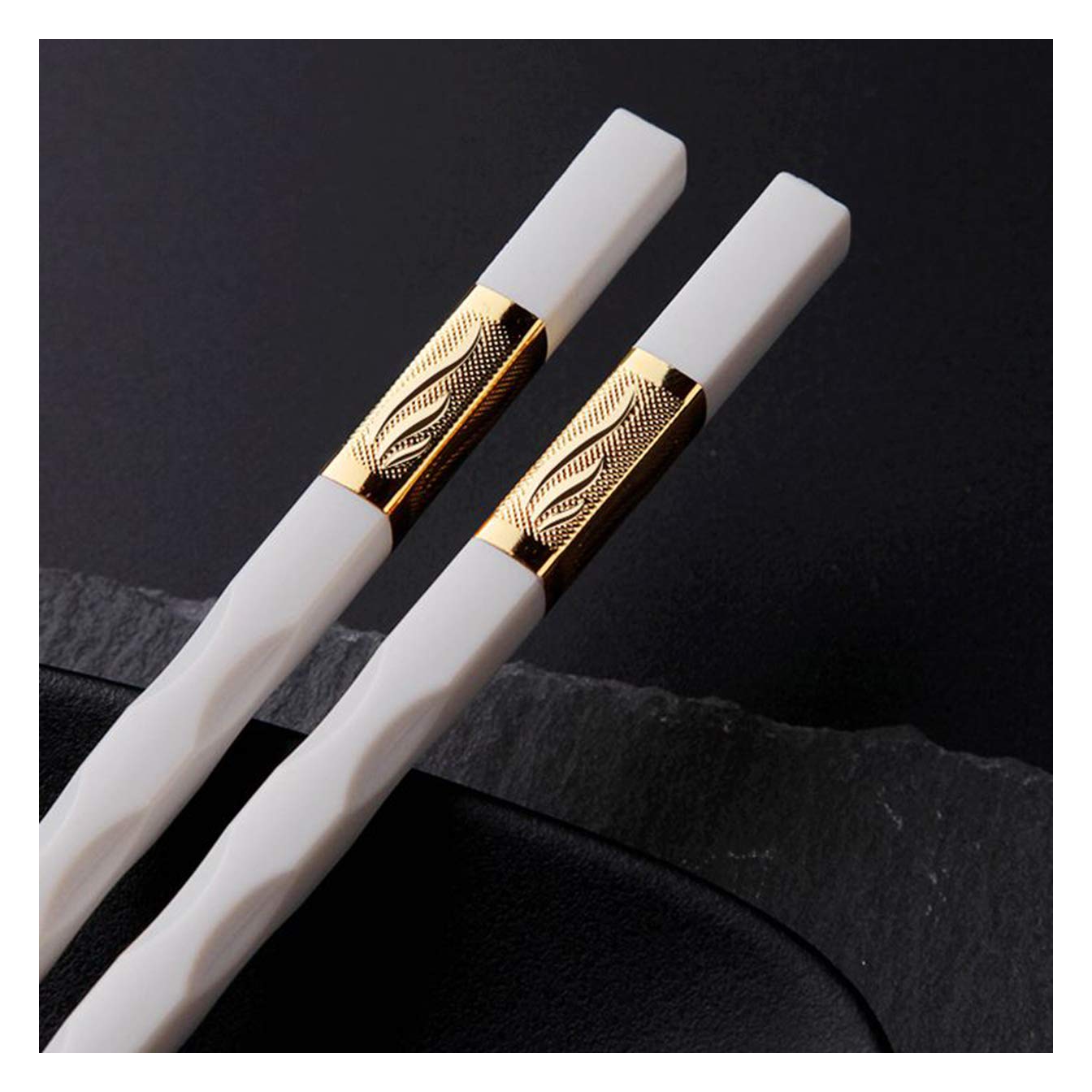 SaryEdge Alloy Chopsticks Fiberglass Chopsticks - 10 Pairs Japanese Style Reusable Chopsticks Set - 9.5"/24.2Cm Heat Resistance Non Bending Chopsticks For Sushi Noodle Rice E,B