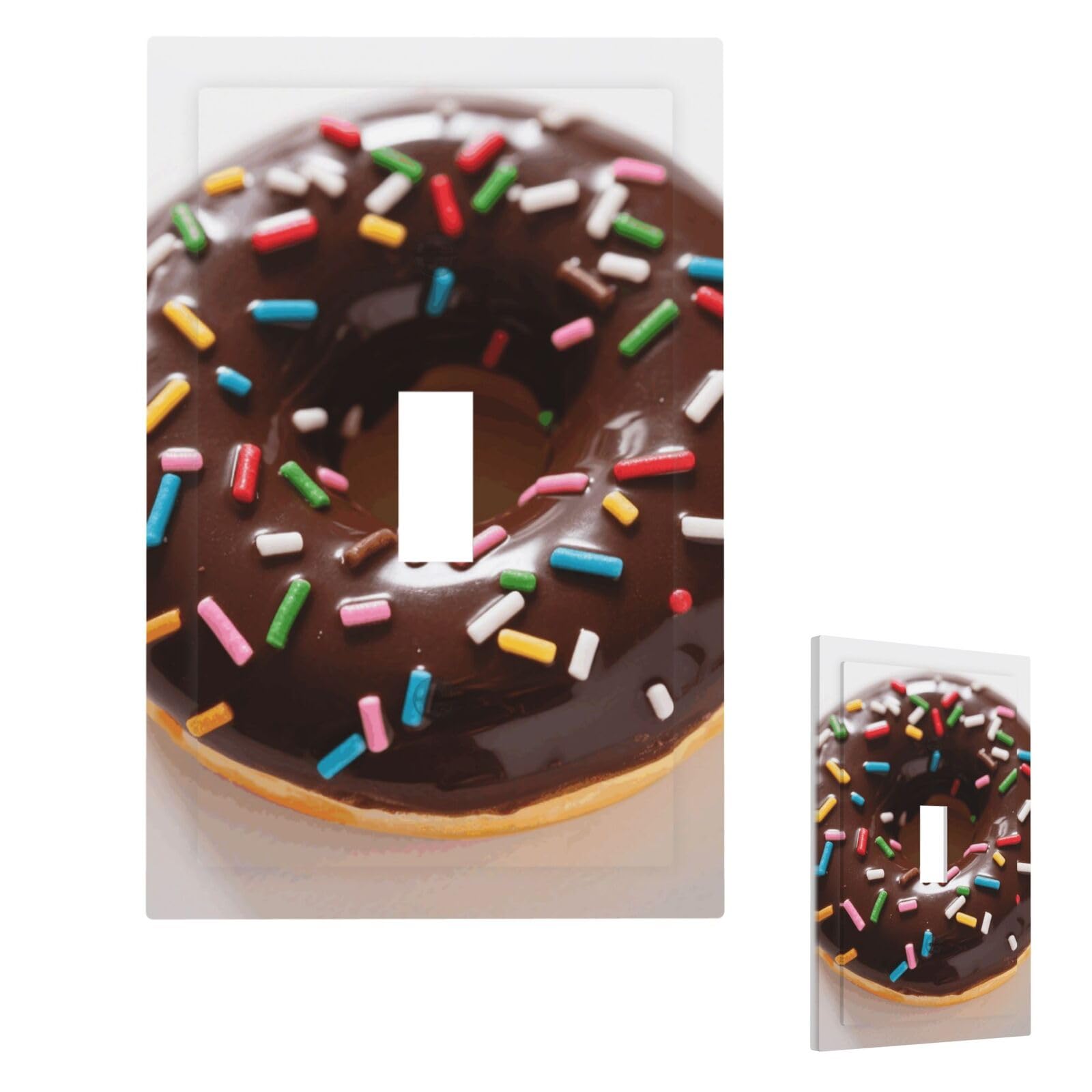 Tasty Chocolate Donut Wall Plate Cover Modern Decorative 1 Gang Light Switch Cover Unbreakable Receptacle Outlet Covers For Living Room Bedroom Home Decor Single Toggle