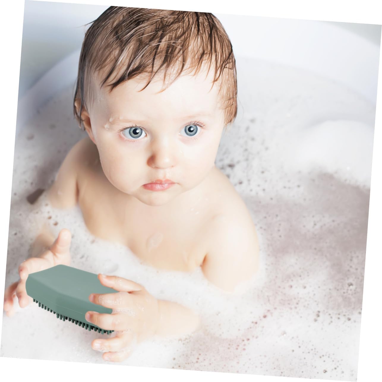 Ciieeo Silicone Bath Brush for Newborns, Soft Nordic Green Massage Shower Brush, Quick Foaming Bathing Accessory for Skin Care image 4