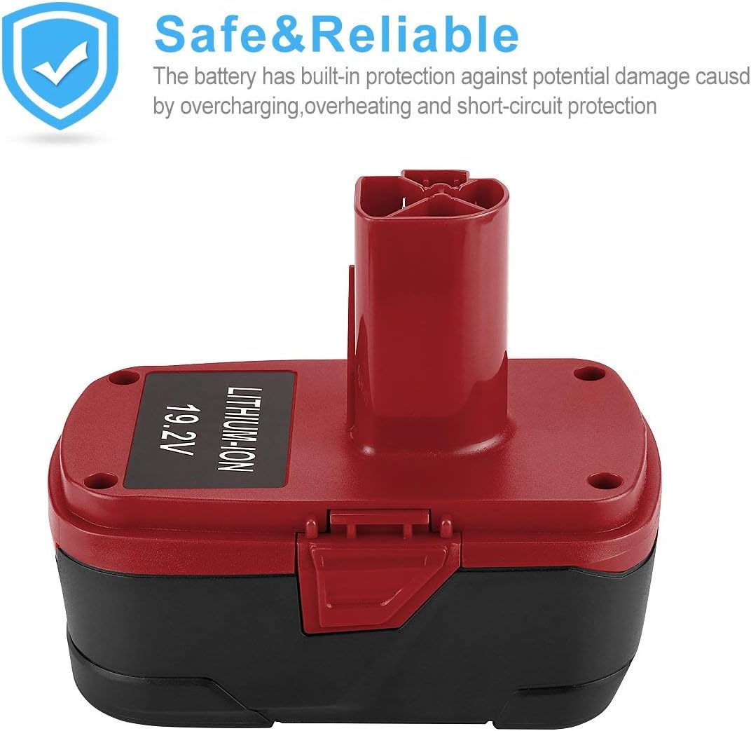 Powilling 5.0Ah 19.2 Volt Lithium Battery Replacement for Craftsman C3 Battery XCP Craftsman 19.2 Volt Battery 130279005 1323903 130211004 11045 315.115410 315.11485 etc