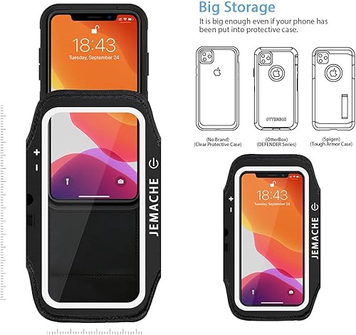 Miniatura 6 de Brazalete para iPhone 17 16 Pro, JEMACHE Gym Workouts Running Arm Band para iPhone 1716151413 Pro con soporte para Airpods (oscuro)