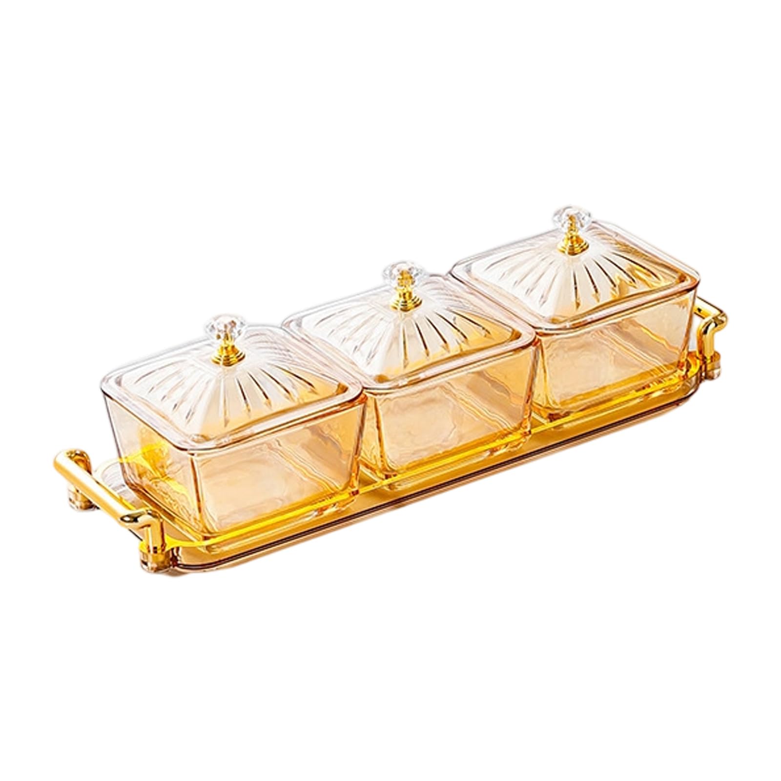 Tsophreniq Clear Striped Divided Serving Tray Includes Removable Bowls for Fruits Nut Candy Organization Countertops Storage Snacks Serving