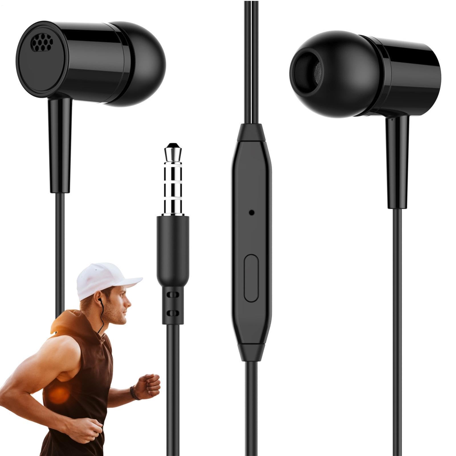 Auricolari con filo - controllo volume cavo auricolare | Cuffie auricolari con isolamento acustico e microfono. Cuffie ergonomiche suono chiaro e cavo stabile per chiamate musicali e uso quotidian