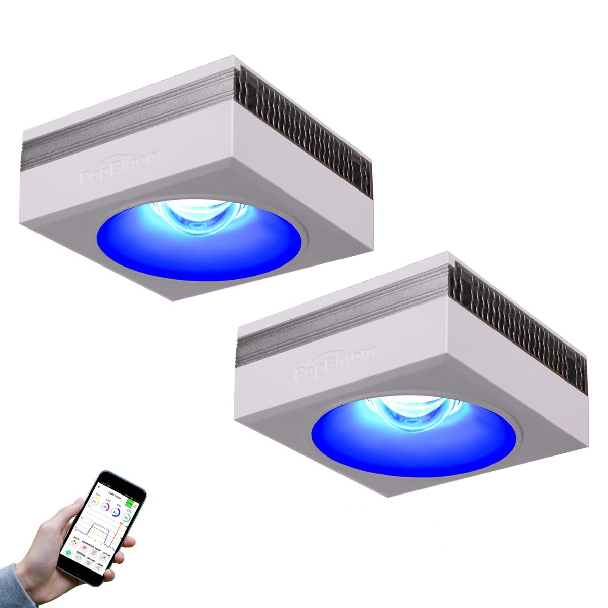 PopBloom 2xRL90 100W LED Aquarium Light for Saltwater Coral Reef Marine Fish Tank Smart-APP Control Aquarium Lighting LED Fish Tank Light with Timer