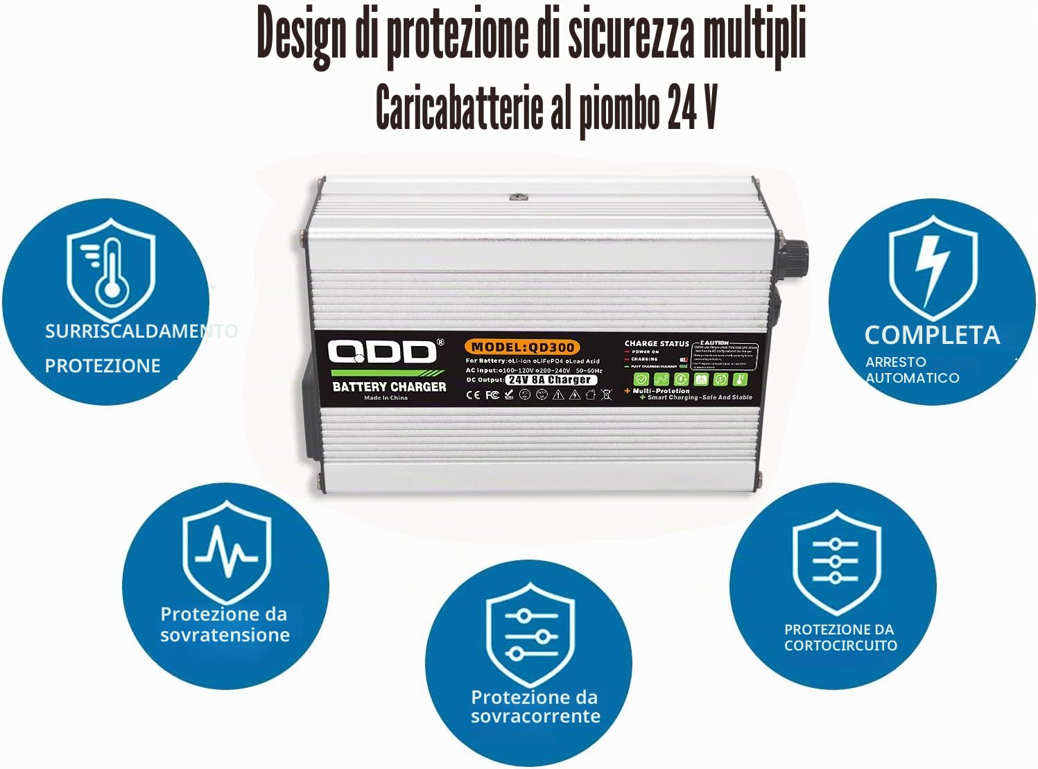 Caricatore 24V 8A 27.6V al piombo-acido per batteria AGM VRLA OPZV con attacco C13