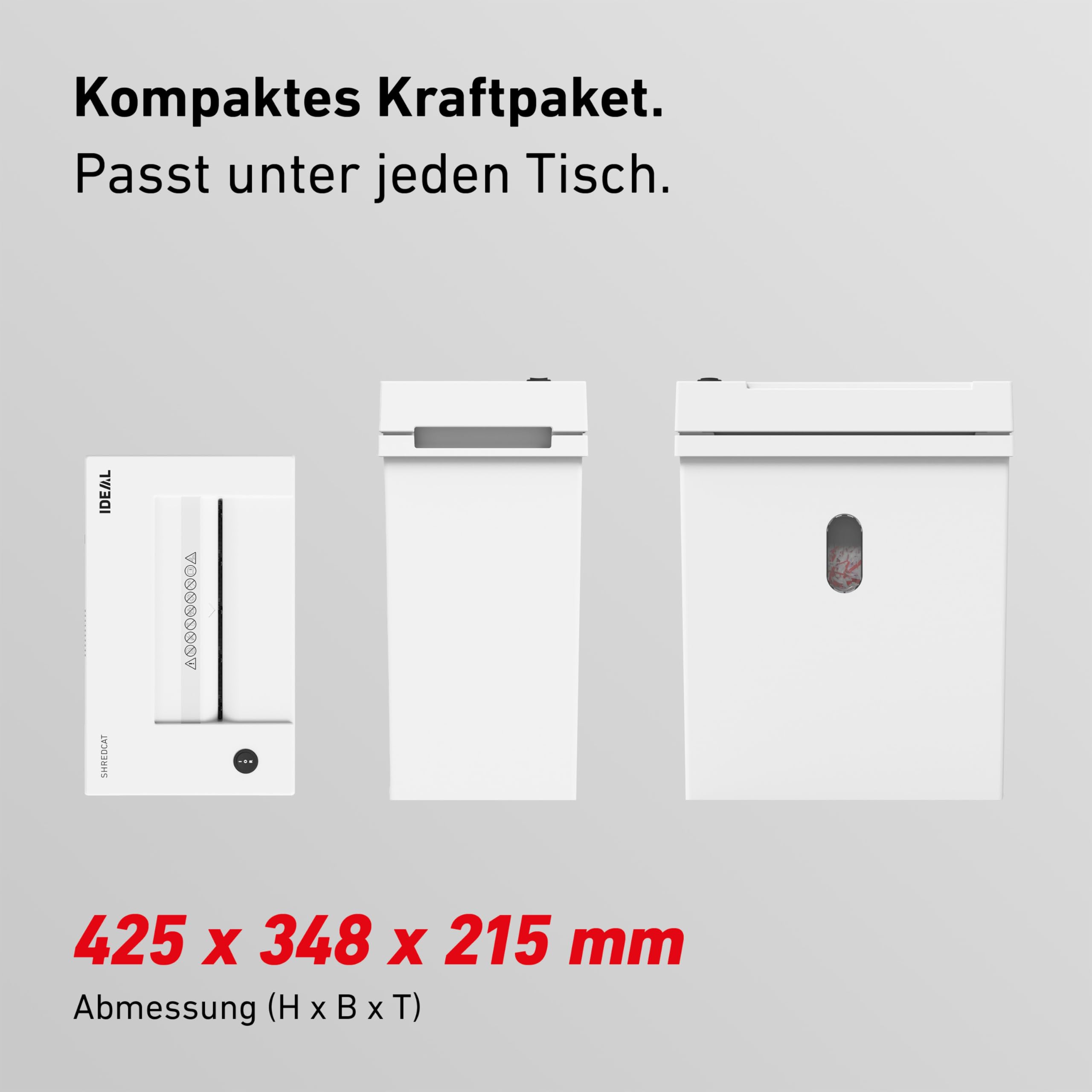 Aktenvernichter IDEAL Shredcat 8200 DataCare Edition inkl.Spezialöl & Datenschutz-E-Book,14 Blatt, Partikelschnitt 4x40mm, P-4 leise & zuverlässig, perfekt für sicheres schreddern im Büro/Homeoffice