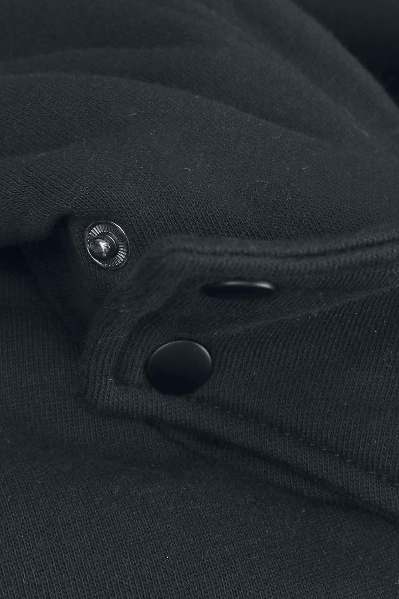 Black Premium by EMP Uomo Felpa Nera con Cappuccio, Stampa con Simbolo e Dettaglio Rimovibile