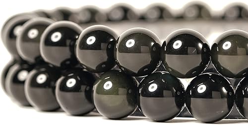 Cuentas redondas de obsidiana negra de 0.315 pulgadas, 45 cuentas de piedras preciosas a granel para hacer joyas, pulseras y collares, incluye