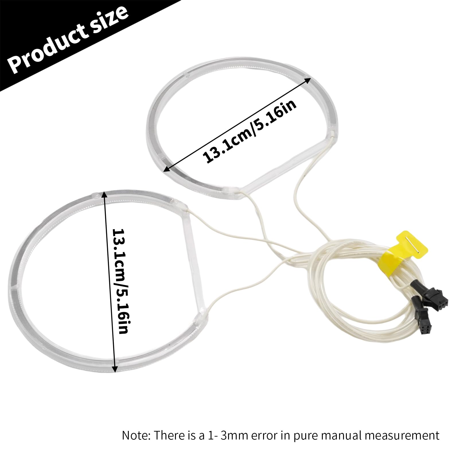 Hoypeyfiy Set di Anelli Halo Angel Eyes Bianchi, Sostituzione per BMW E46 E36 E38 E39, 12V 6000K CCFL Luce ad Alta Luminosità