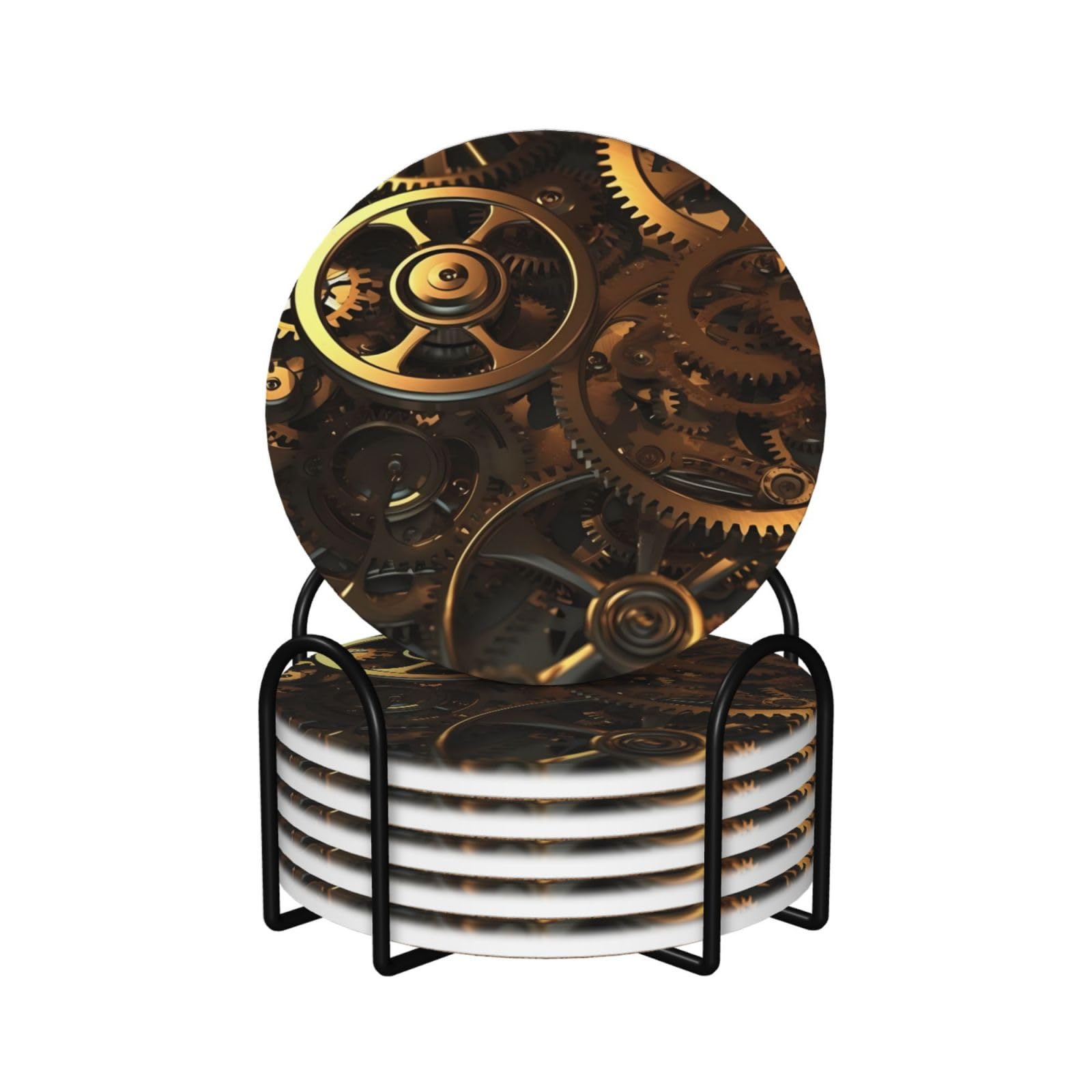 Dessous de verre céramique engrenages steampunk avec support tapis table basse