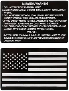 1pcs Miranda Card with Torn American Flag on The Back,Black Miranda Warning Card Miranda Rights Standard Field Sobriety Test Clues Cards Police Gift