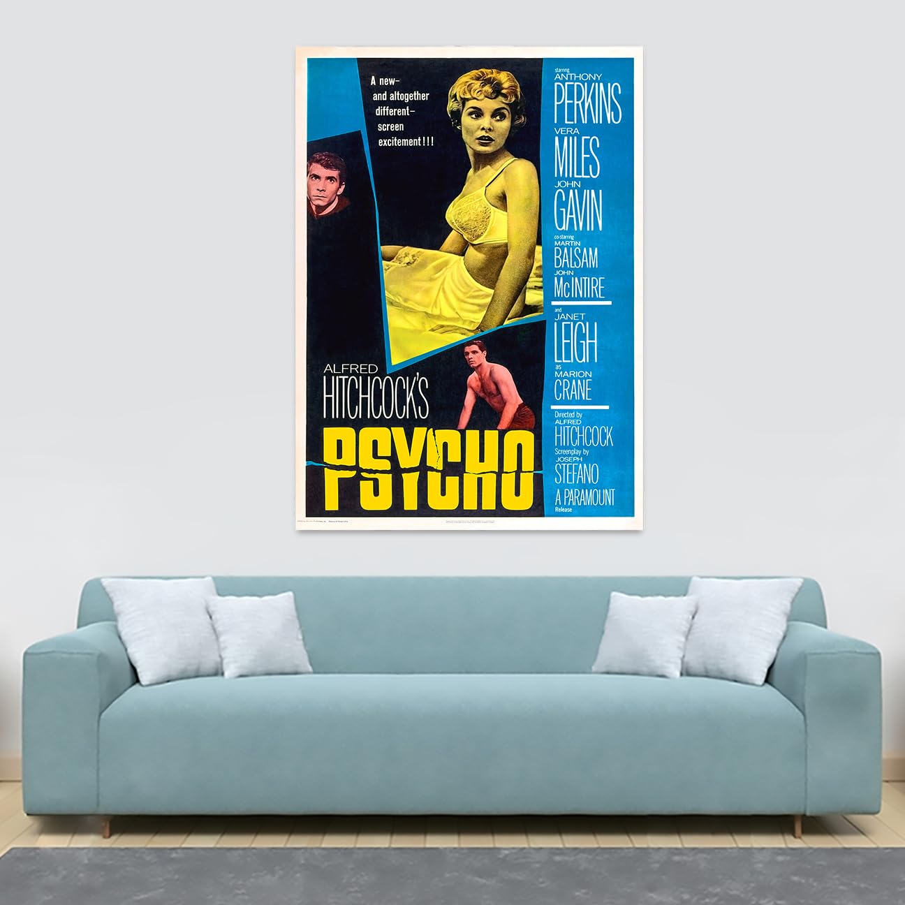 Leinwandbild, Motiv Psycho – Alfred Hitchcock, gerahmt, A2, 61 x 41 cm