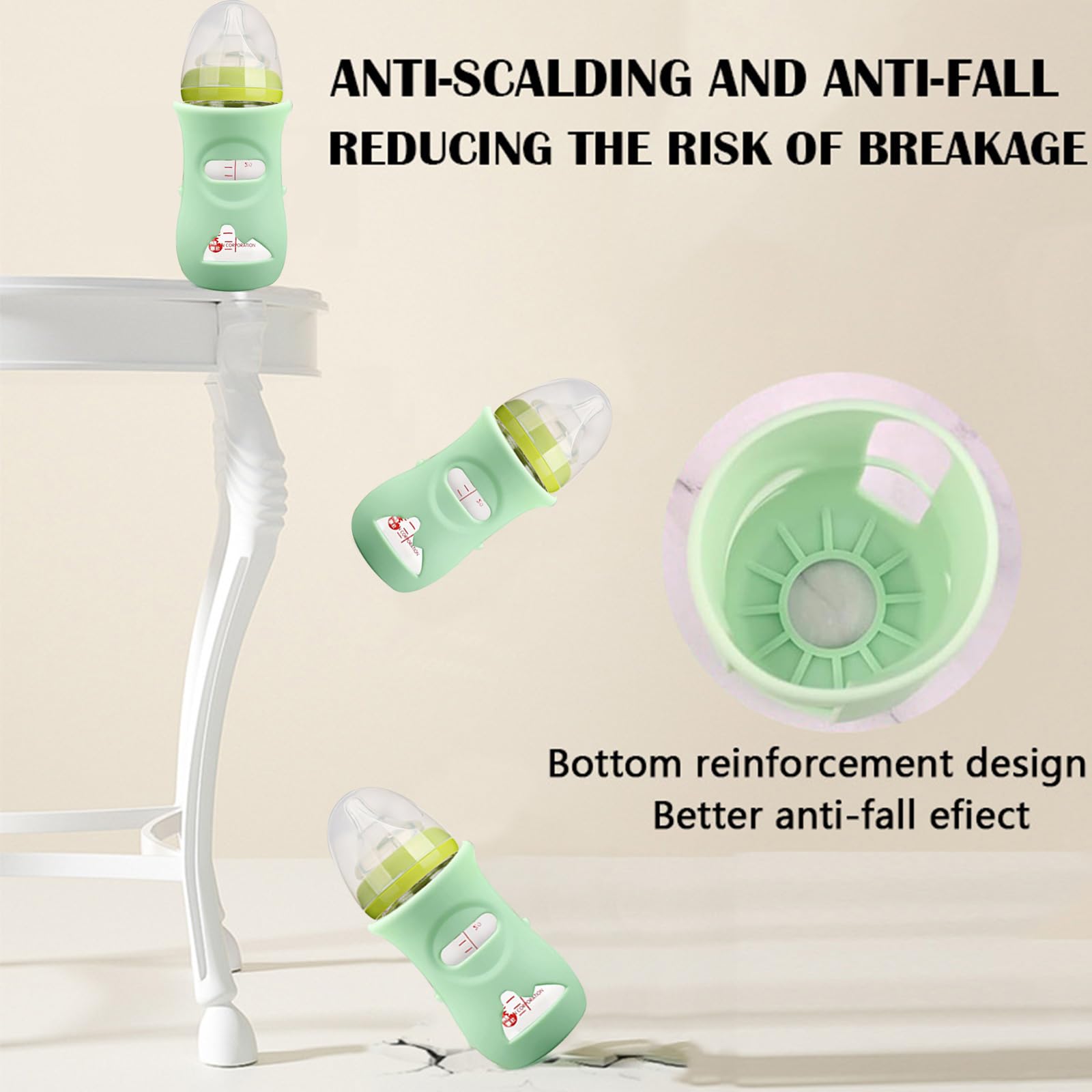 Confezione da 3 custodie in silicone per biberon Natural, in vetro, per biberon, infrangibili, compatibili in vetro da 240 ml