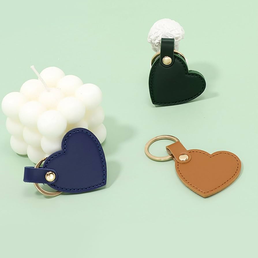 MinnowXY Set of 6 Colorful Heart Shaped Keychain Leather