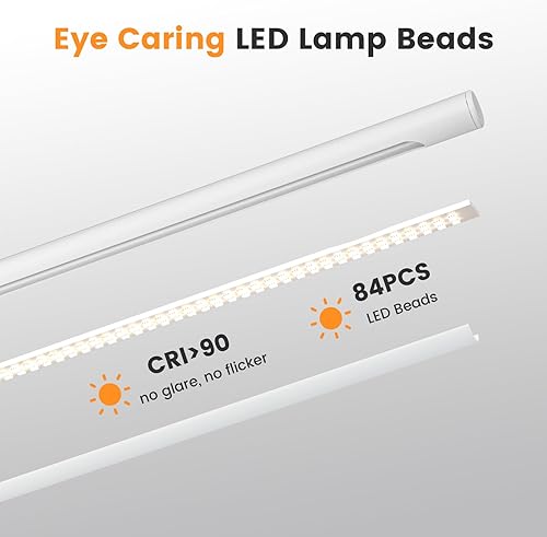 Miniatura 5 de Lámpara de escritorio LED blanca  Luz de escritorio industrial plegable para oficina en casa, lámpara de mesa regulable de 15 W para lectura con