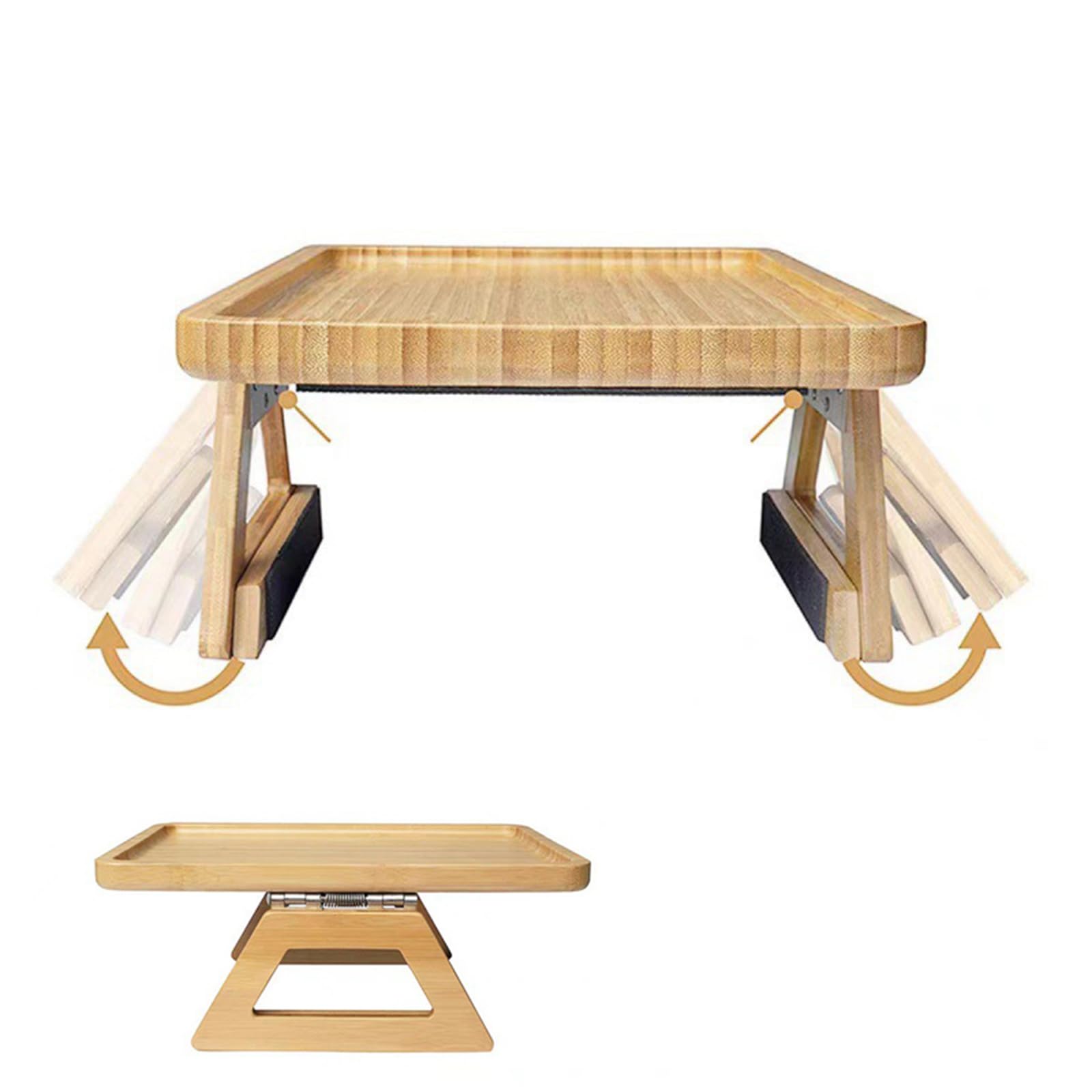 Plateau en bois massif avec pieds et poignée (34 x 23 cm) Plateau multifonction en bois pour lit, canapé et petit déjeuner (style 1)